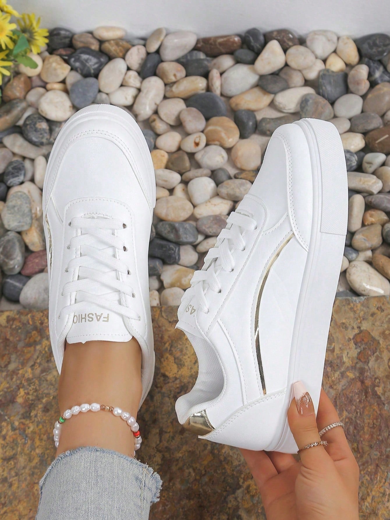 Witte casual sneakers voor dam - Running Gear Shoes recensie en prijs